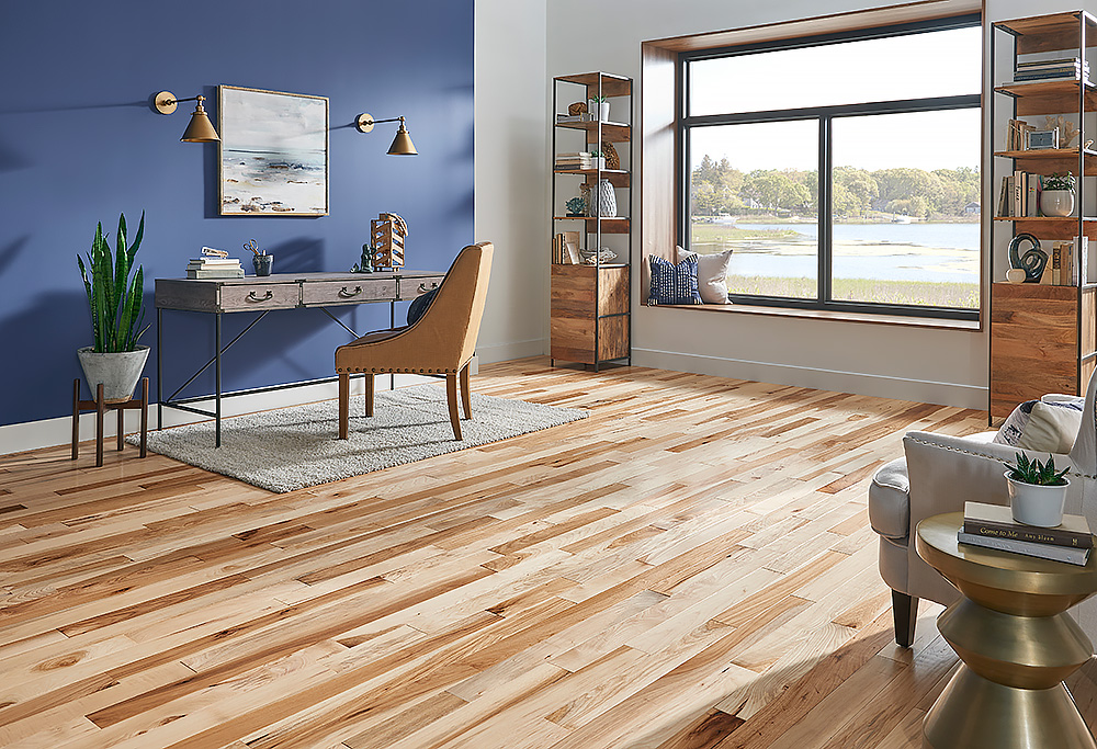 Photo of hickory floors living room.